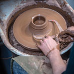Doug Fitch and Hannah McAndrew making a jug for me
